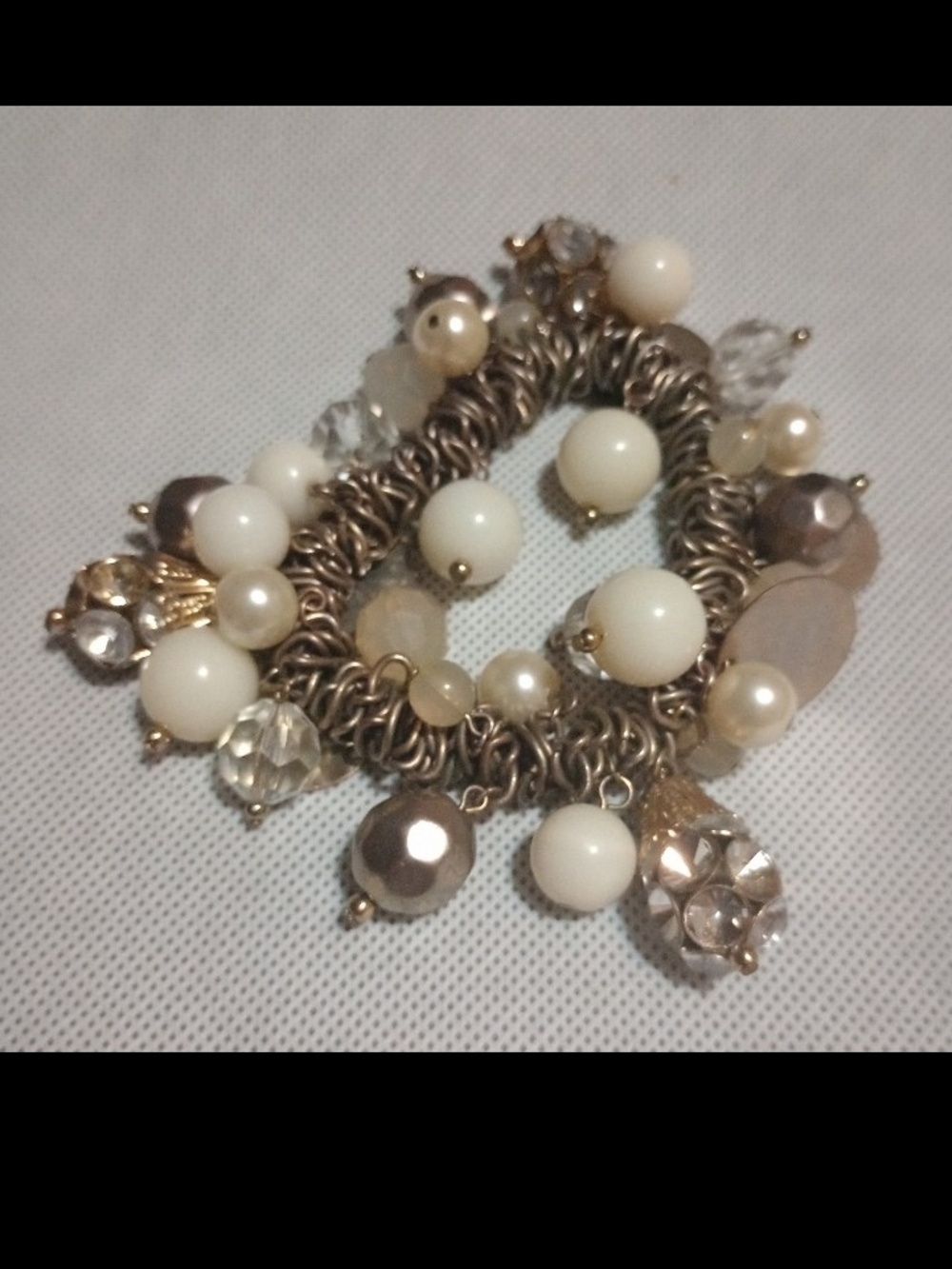 Charming Ivory & Gold Beaded Charm Bracelet